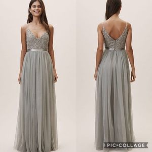 BHLDN Anthropologie Avery Beaded Tulle Gown Dress
